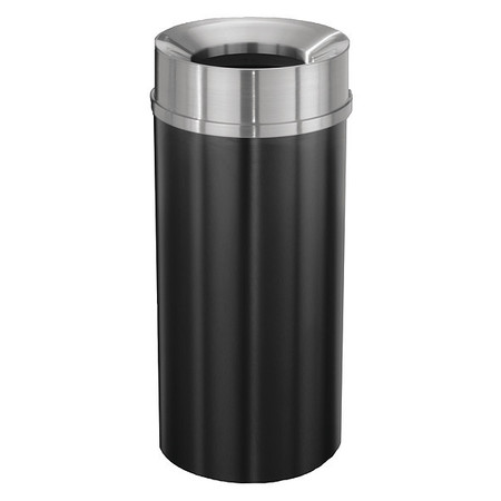 16 Gal Steel Round Trash Can, Black -  GLARO, F1533-BK-SA