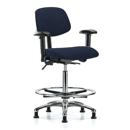High Bench Chair, Fabric, 26"" to 35-1/2"" Height, Adjustable Arms, Dark Blue -  BLUE RIDGE ERGONOMICS, BR-FHBCH-CR-T1-A1-CF-RG-F45