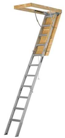 Attic Ladder, Aluminum, 7 ft 7 in to 10 ft 1/4 in Ceiling Height Range, 49 lb. Net Weight -  LOUISVILLE, AA2210