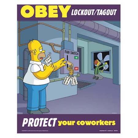 Safetyposter.Com Simpsons Safety Poster, Obey Lockout, ENG S1111 | Zoro.com