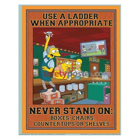 Safetyposter.Com Simpsons Safety Poster, Use A Ladder, ENG S1191 | Zoro.com