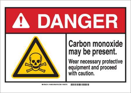 Danger Sign,Carbon Monoxide,B-401,7""H -  BRADY, 144854
