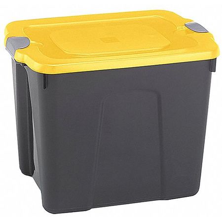 Storage Tote with Snap Lid, Black/Yellow/Gray, Polypropylene, 19 in L, 10 gal Volume Capacity -  DURABILT, 8510GRBKYL.10