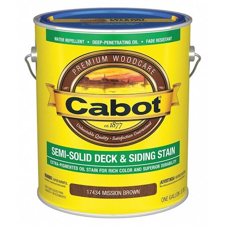 Cabot Stain, Mission Brown, Semi-Solid Flat, 1gal 140.0017434.007