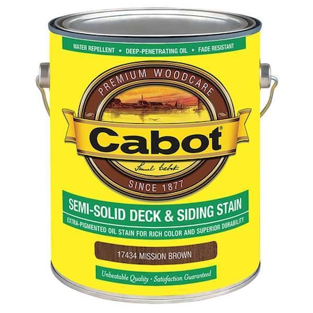 Cabot Stain, Mission Brown, Semi-Solid Flat, 1gal 140.0017434.007 ...