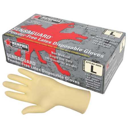Disposable Industrial/Food Grade Gloves, Natural Rubber Latex, Powder Free, Natural, S, 100 PK -  MCR SAFETY, 5055S