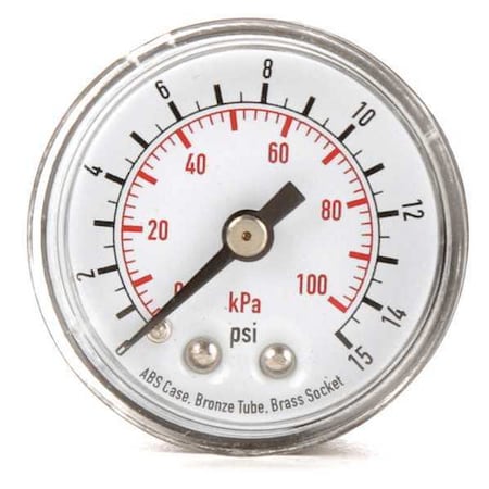 Value Brand Pressure Gauge, 0 to 15 psi, 0 to 100 kPa 4FLZ4 | Zoro.com