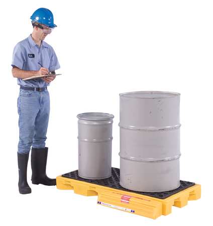 Drum Spill Containment Pallet, 88 gal Spill Capacity, 2 Drum, 3000 lb., Polyethylene -  ULTRATECH, 2329