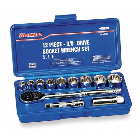 3/8"" Drive Socket Wrench Set, SAE, 12 pcs -  WESTWARD, 4PL88