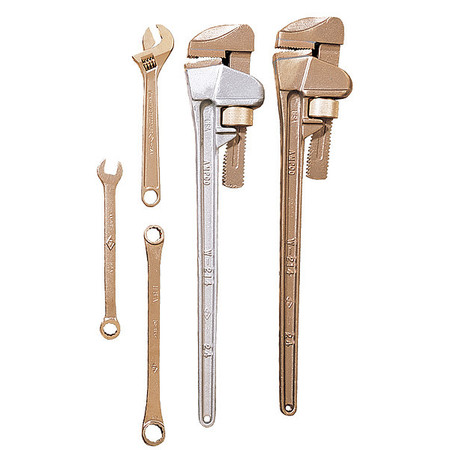 8 in L 1 15/16 in Cap. Aluminum Bronze Straight Pipe Wrench -  AMPCO SAFETY TOOLS, W-210