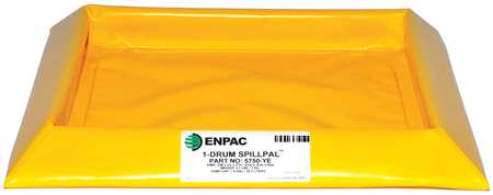 Drum Spill Containment Pallet, 7 gal Spill Capacity, 1 Drum, 2 lbs., PVC Fabric -  ENPAC, 5750-YE