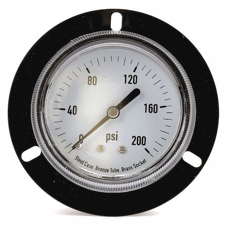 4UA34 Panel Mount Gauge, Flange, 2 1/2In, 200 psi | eBay