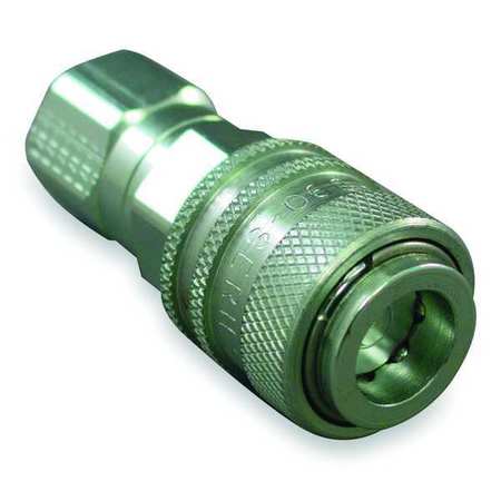 Hydraulic Quick Connect Hose Coupling, Steel Body, Push-to-Connect Lock, 1/4""-18 Thread Size -  AEROQUIP, FD90-1021-04-04
