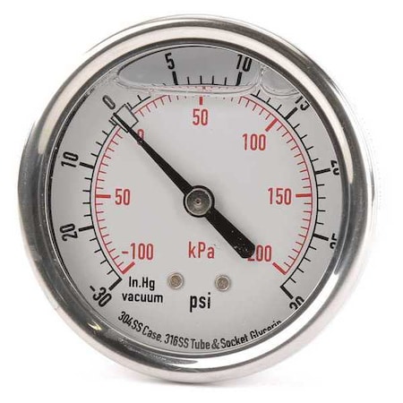 Zoro Select Compound Gauge, Liquid Filled, 2-1/2 In 4CFR3 | Zoro.com