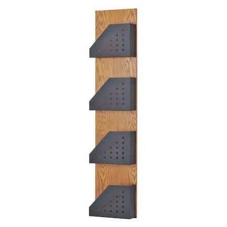 Wood and Steel Pocket Wall Mount or Floor Leaning Magazine Storage Rack