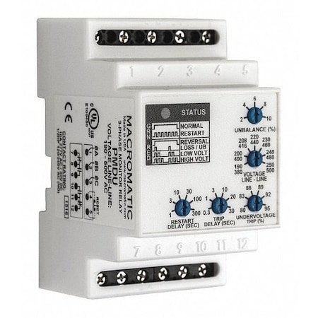 Macromatic 3 Phase Monitor Relay, DPDT, 500VAC, 0 Pin PMDU | Zoro.com