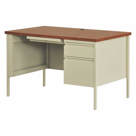 Office Desk, Right Hand Pedestal, 48""W x 30""D, Putty/Oak -  HIRSH, 20436