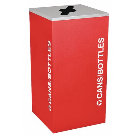 24 gal Square Steel, Plastic Recycling Bin, Red -  TOUGH GUY, 5UJC5