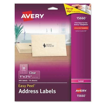 Avery Clear Laser Labels, 1x2-5/8, PK300 15660 | Zoro.com