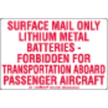 Labelmaster USPS Lithium Metal Battery, 4"x6", PK500 L540 | Zoro.com