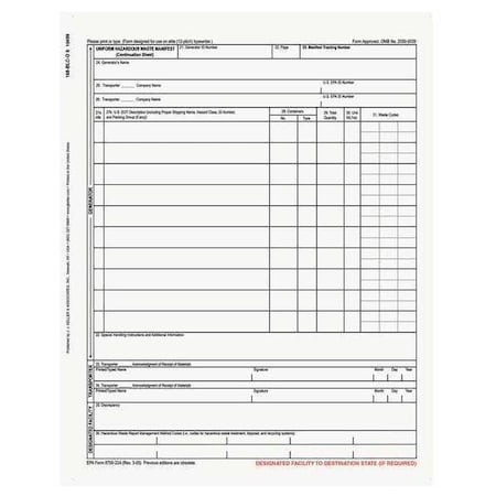 Jj Keller Hazardous Waste Manifest Sheet, PK500 10499 | Zoro.com