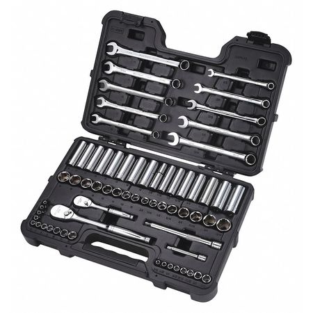 Socket Wrench Set, 1/4 in, 3/8 in Drive Size, (35) 6-Point, (16) Deep 6-Point, SAE, Metric, 65-Piece -  WESTWARD, 53PN75