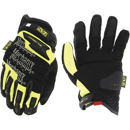 Hi-Vis Mechanics Gloves, XL, Yellow, Synthetic Leather/Sure Grip Panels/EVA Foam Panels -  MECHANIX WEAR, SP2-91-011