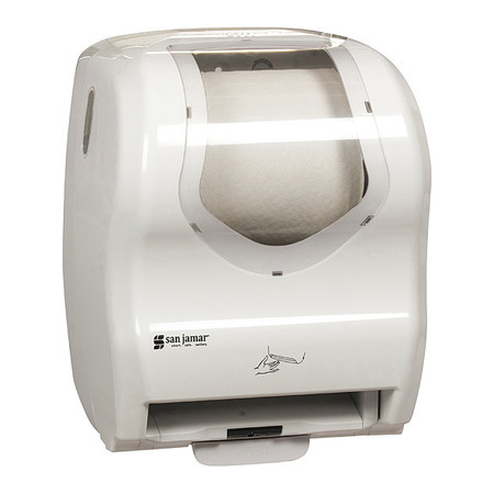 Ppr Towel Dispenser, Hybrid, Elctrnc, Wt/Clear -  SAN JAMAR, T8370WHCL