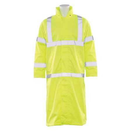Long Rain Coat,Class 3,Hi-Viz,Lime,2XL -  ERB SAFETY, 62031