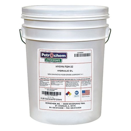 Petrochem Synthetic Hydraulic Oil, Food Grade, 5 gal., ISO 32, SAE ...