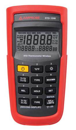Wireless FDA Digital RTD Thermometer, -328 Degrees to 1472 Degrees, -328 Degrees to 1166 Degrees F -  AMPROBE, RTD-10W