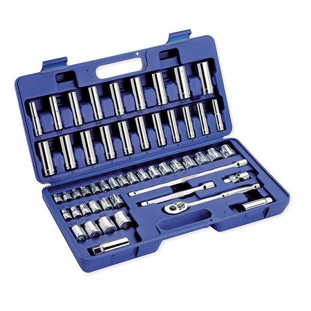 Socket Wrench Set, 3/8 in Drive Size, (27) 12-Point, (20) Deep 12-Point, SAE, Metric, 53-Piece -  WESTWARD, 6XZ83