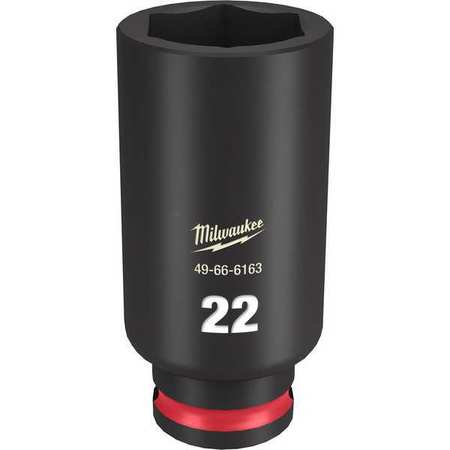 22mm SHOCKWAVE Impact Duty 3/8 in. Drive Deep Well 6 Point Impact Socket -  MILWAUKEE TOOL, 49-66-6163