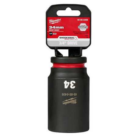 34mm SHOCKWAVE Impact Duty 3/4 in. Drive Deep Well 6 Point Impact Socket -  MILWAUKEE TOOL, 49-66-6409