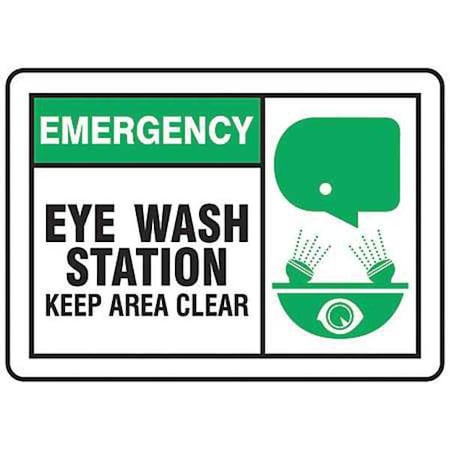 Accuform First Aid Label, Eye Wash Station, 5x3-1/2, Adhesive Vinyl, 5 ...