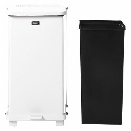 40 Gal Steel, Rigid Plastic Square Trash Can, White -  RUBBERMAID COMMERCIAL, FGST40EPLWH