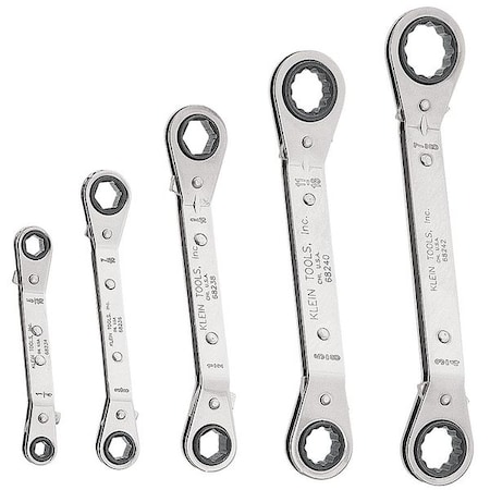 Klein Tools Ratcheting Wrench Set, Double Box End 68245 | Zoro.com