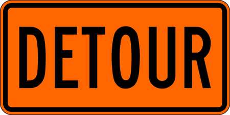 Detour Traffic Sign, 15 in Height, 30 in Width, Aluminum, Horizontal Rectangle, English -  LYLE, M4-8-30HA