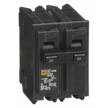 Square D 2P Standard Plug In Circuit Breaker 20A 120/240VAC HOM220 ...