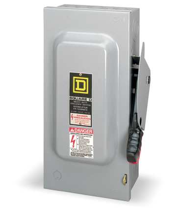 Fusible Single Throw Safety Switch, Heavy Duty, 240V AC, 2PST, 200 A, NEMA 1 -  SQUARE D, H224N