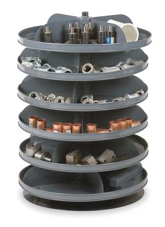 Prime Cold Rolled Steel Revolving Storage Bin, 17 in D x 25 3/8 in H x 17 in W, 6 Shelves, Gray -  DURHAM MFG, 1106-95