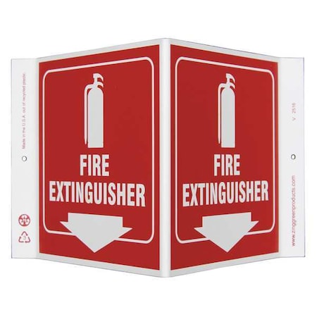 Zing Fire EXtinguisher Sign, V-Shape, Plastic 2516 | Zoro.com