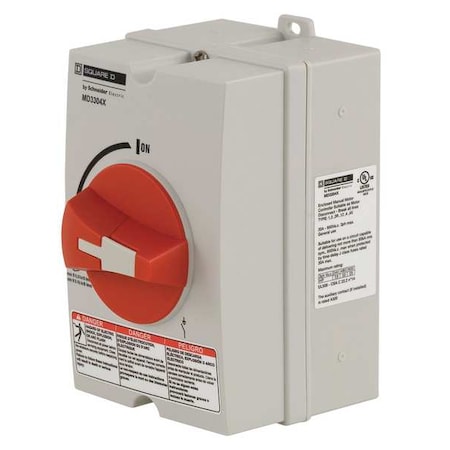 Square D 30 Amp 600VAC Single Throw Enclosed Disconnect Switch 3P ...