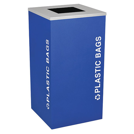 24 gal Square Steel, LLDPE Recycling Bin, Blue -  EX-CELL KAISER, RC-KDSQ-PLBG RYX