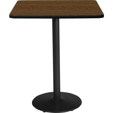 Square KFI 30"" Square Breakroom Table with Walnut Top, Round Black Base, Bistro Height, 30 W, 30 L -  T30SQ-B1917-BK-WL-38