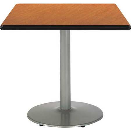 Square Pedestal Table, 42"" W, 29"" (Cafe Height) H, Laminate Top, Medium Oak -  KFI, T42SQ-B1922-SL-MO
