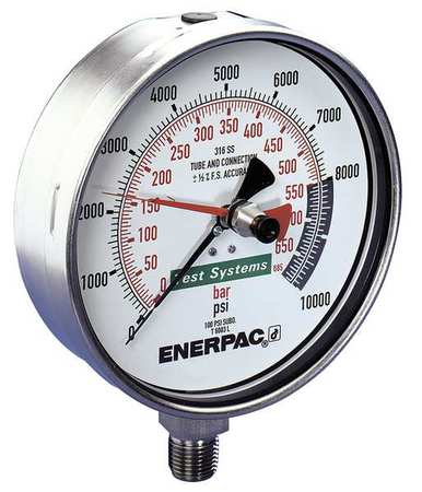 Pressure Gauge, 0 to 10,000 psi, 1/2 in NPTF, Steel, Silver -  ENERPAC, T6003L