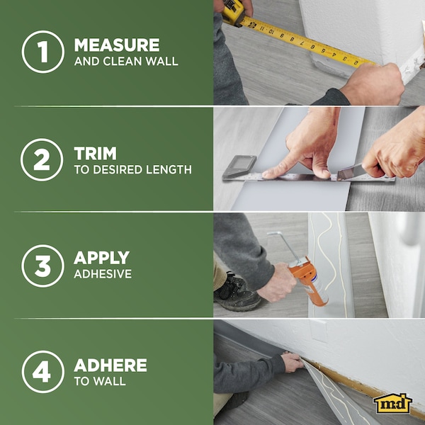 Wall Base Molding, 120 Ft L, Black, 820N77