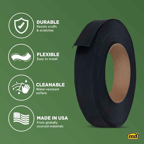 Wall Base Molding, 120 Ft L, Black, 820N77