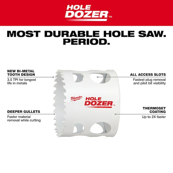 Milwaukee Tool 49-56-9637 3" Hole Dozer Bi-Metal Hole Saw